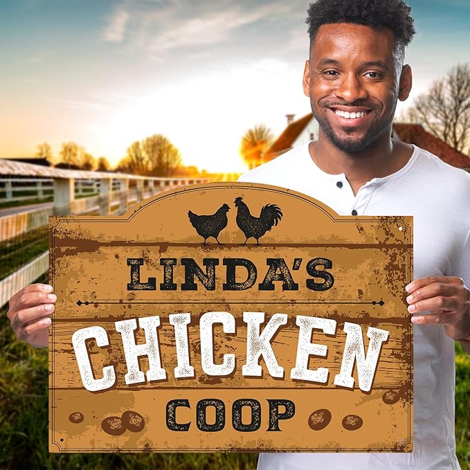 Personalized Chicken Coop Sign, Custom Name Farmhouse Backyard Décor For Sign, 18x24 Inches, Rust Free .063 Aluminum, Fade Resistant, Made in USA by Sigo Signs
