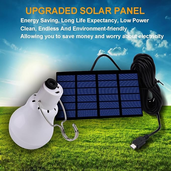 Chicken Coop Light with Timer, Dusk to Dawn Rechargeable Solar Light Bulbs for Indoor Home, Outdoor Camping Lamps for Tent, LED Solar Lights for Shed Night, Emergency Power Outage, Outside