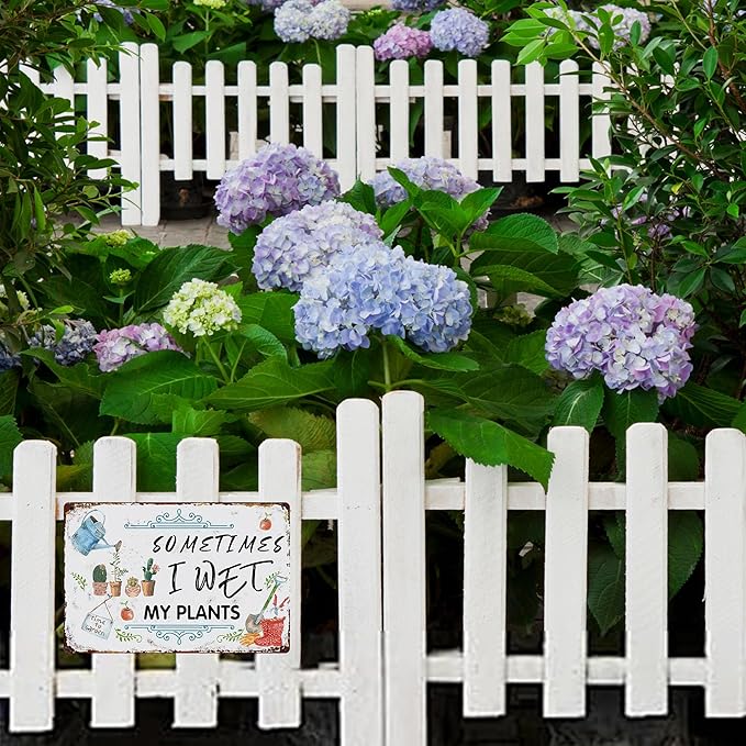 Vintage Garden Metal Signs - Sometimes I Wet My Plants Tin Sign, Retro Rustic Outside Sign Gardening Lover Gifts Fence Decoration Wall Art Decor Plaques 8x12 inch