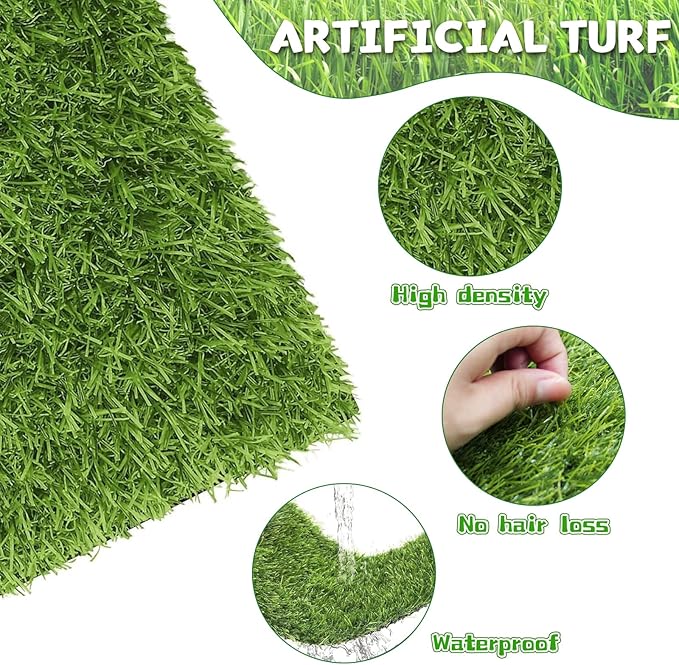 12 Pack Chicken Nesting Box Pads - 12"x12"x1" Washable Artificial Grass Liners for Chicken Coop, Laying Hens, Pet Garden (Indoor/Outdoor Use) (12)