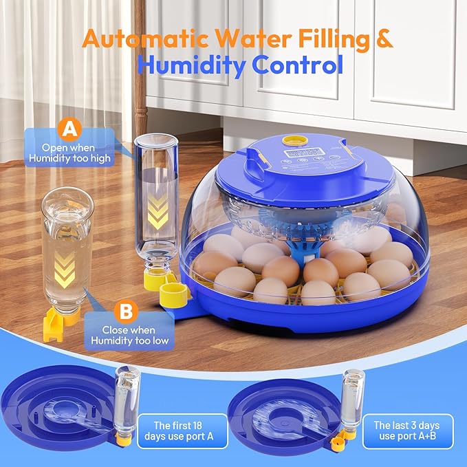 18 Egg Incubator with Automatic Egg Turning and Humidity Control, Incubators for Hatching Eggs, Chicken, Ducks, Goose, Pigeon, Quail, Parrot Incubator for Farm, Lab, Home