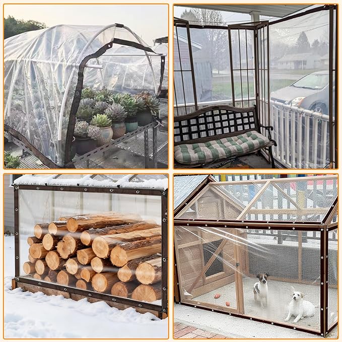 3.3 x 10 FT Waterproof Chicken Coop Cover for Winter, Durable Easy Install Chicken Run Tarp with Rope & Cable Tie, Chicken Coop Insulation Windproof Winterizing Cover for Large Cage Walk-in Run