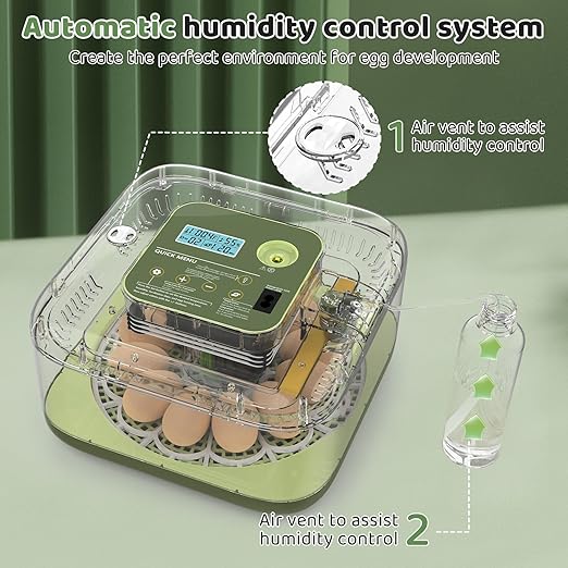 Incubators for Hatching Eggs 12 Egg Digital Egg Incubator Precision Auto Temp Humidity Control 6 Gear Adjustable Auto Turner Auto Stop Turning Hatching Days Display for Chicken Duck Goose Eggs