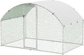 Large Metal Chicken Coop, Walk-in Poultry Cage, Chicken Run Pen House with Waterproof & Anti-Ultraviolet Cover Chicken Coop Run with Lockable Doors for Outdoor and Backyard 9.8 x 6.5X 6.5ft
