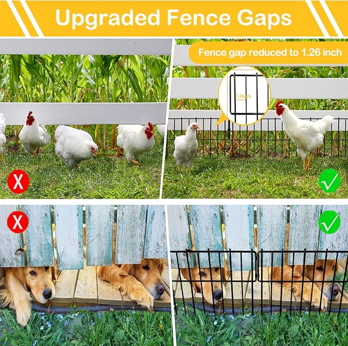 Animal Barrier Fence, 19 Pcs 12In(H) x 20.5Ft(L) Upgrade 1.26 in Gap Decorative Fences No Dig Fence for Rabbit and Dog, Rustproof Metal Wire Garden Fence Border for Garden Patio Landscaping
