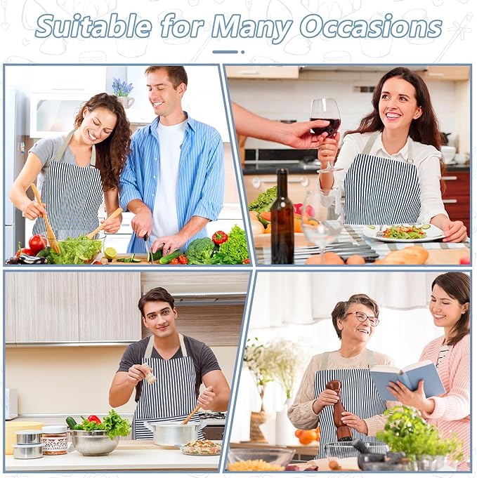 ATROPOS 2 Pieces Aprons for Women with Pockets, Aprons for Men, Womens Kitchen Apron, Cooking Apron Adjustable Bib Chef Apron(Unisex)