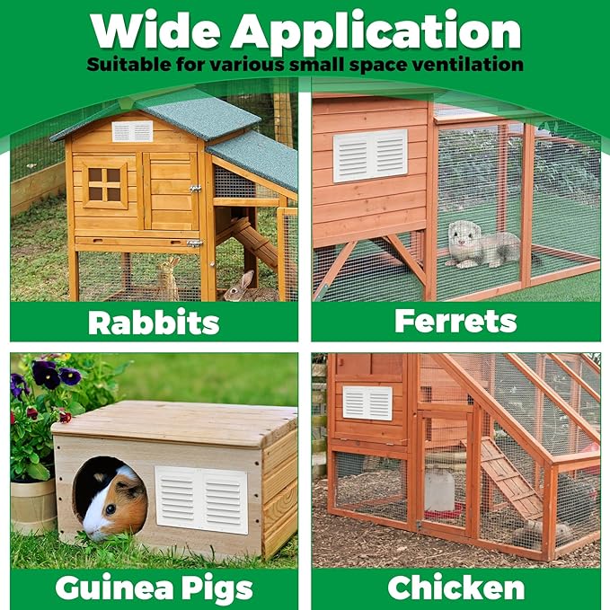 Forestchill Air Vent Louver for Chicken Coop, 6" x 12" Air Vent Grille with Built in Screen Mesh, Louvered Exhaust Grille for Chicken Coops Ventilation, White