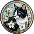 AWISZZZ Tuxedo Cat Metal Sign 8x8in Round Cute Plaque for Cat Lover Wall Decor Feline Aesthetic Gift