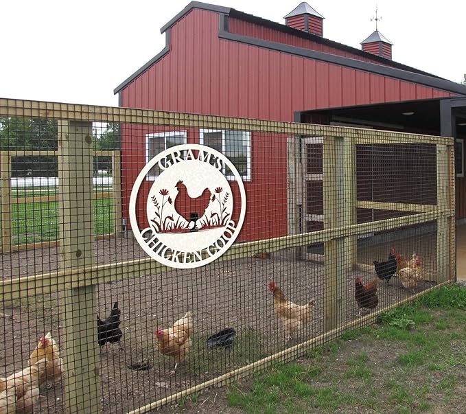 Personalized Chicken Coop Signs, Outdoor Chicken Coop Decor, Vintage Farmhouse Wall Decor, Custom Metal Name Sign for Farm Yard Garden Home, Gifts for Chicken Lovers Color10