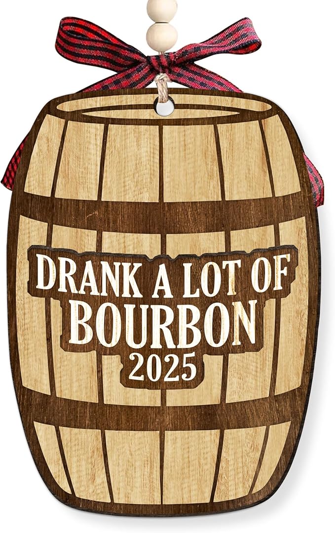Bourbon Ornament - Bourbon Gifts for Men, Women, Wine Lovers - Wine Ornaments for Christmas Tree - Whiskey Wooden Christmas Ornament