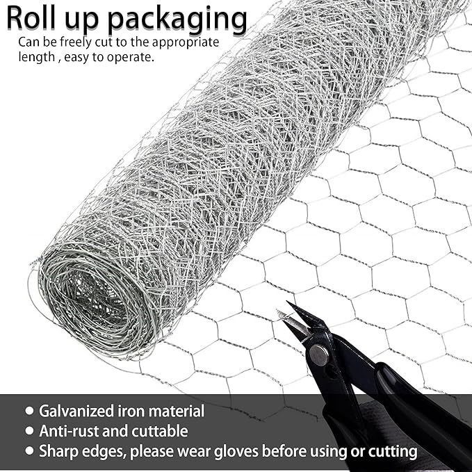 Chicken Wire Fencing, 6ft x 150ft Hexagonal Galvanized Chicken Wire Mesh Fence 2 Inch Mesh Fence Poultry Netting Animal Barrier for Craft Projects Gardening Chicken Coop Rabbit Pet