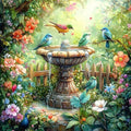 MAXBYE Garden Birds Diamonds Painting Kits for Adults, 5D DIY Diamond Art Kits for Beginners, Full Drill Diamonds Painting Kits for Home Wall Decor, Garden Fountains, 12x12 in