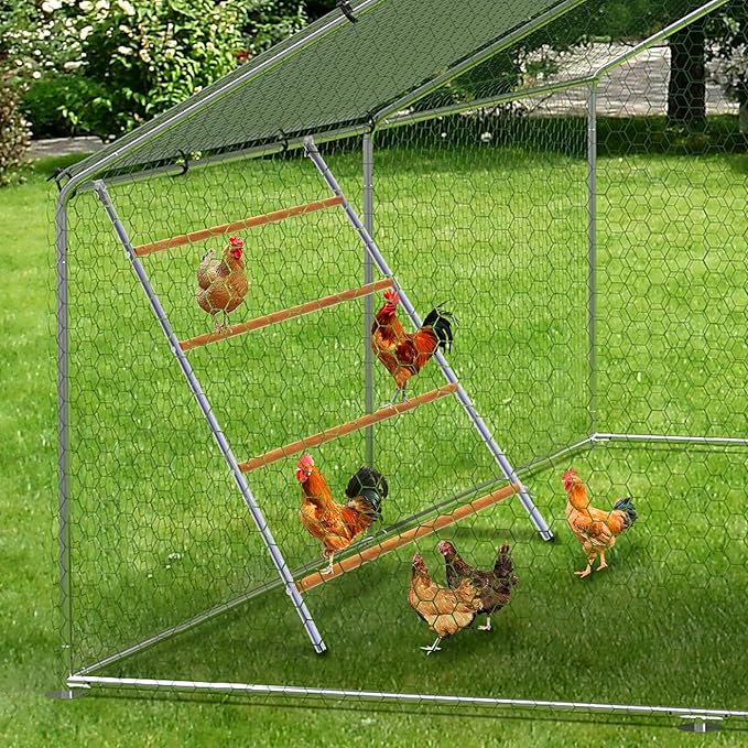 55" Chicken Perch Roosting Bar, Metal Chicken Ladder for Coop, Multi-Tier Wood and Iron Hen Stand, Durable Backyard Poultry Roost for Resting and Exercise