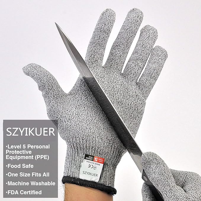 Cut Resistant Gloves Food Grade Level 5 Hand Protection,Kitchen Cut Gloves (Large(palm Diameter 3.75-4.15inch))