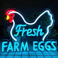 Fresh Farm Eggs Neon Sign,Farmhouse Kitchen Neon Light Sign for Chicken Coop Supermarket Garden Restaurant Farmers Market Decor