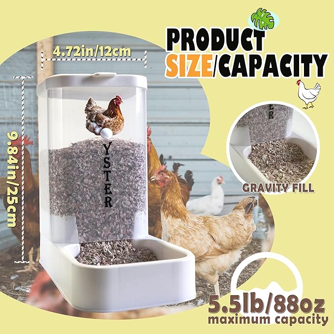 5.5lb Grit Oyster Shell for Chickens Feeder: Chicken Coop Accessories Little Giant Poultry Feeder
