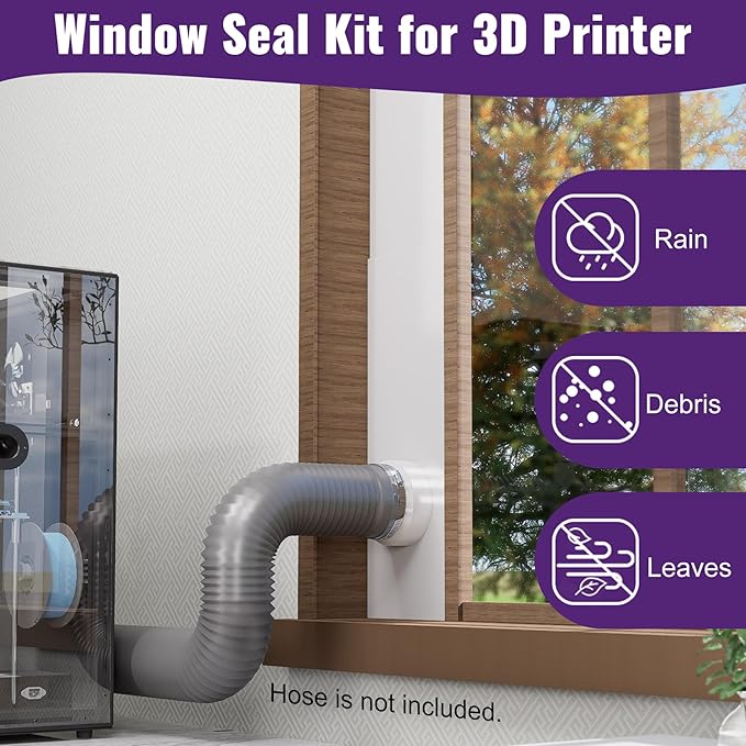 Mxclimate Window Vent Kit Fit with 3”/4” Ducting Hose for Sliding Windows,Adjustable Window Seal Kit for Duct Fans,3D Printer Enclosure,Dryer,Grow Tent