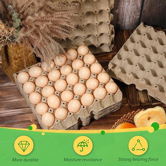 Estune 120 Pack Egg Cartons Crates 30 Cell Pulp Fiber Egg Flats Reusable Stackable Cardboard Tray for Home Storing Packing Roach Colony Soundproofing
