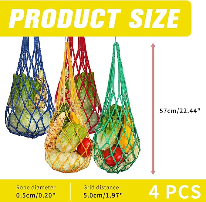 4PCS Hanging Chicken Feeder, Poultry Fruit Holder & Vegetable Mesh Bag for Chickens, Hens, Ducks & Large Birds
