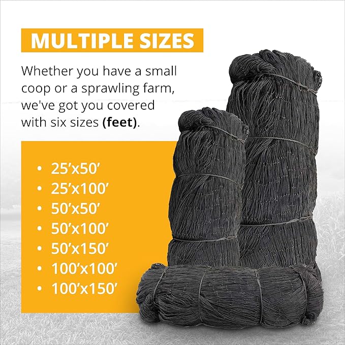 Stromberg’s 2” Mesh Heavy Duty Knotted Aviary Netting, UV Resistant Polyethylene Fiber for Game Birds, Pheasants & Poultry, 85 Lbs Break Strength Durable Against Weather and Predators