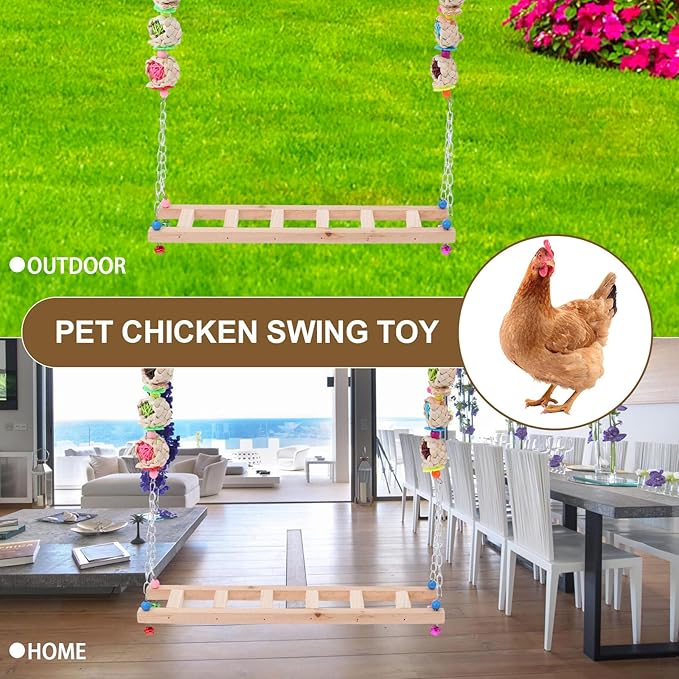 ibasenice Chicken Perch and Coop Ladder Accessory Wooden Climbing Swing Ladder for Rooster and Hen Pet Cage Suitable for Chicken Activity and Outdoor Use Random Color