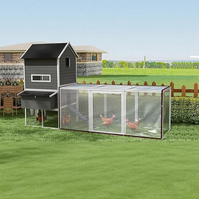 6.5 x 13.1 FT Chicken Coop Cover for Winter, Waterproof & Anti-Tear Chicken Coop Insulation with Rope, Chicken Run Sidewalls, Windproof Clear Chicken Coop Tarp for Chicken Run