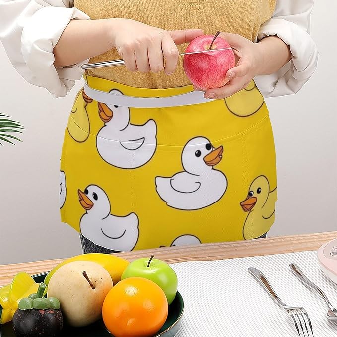 Server Waist Aprons Waitress Unisex Chef Works Half Apron with 3 Pockets