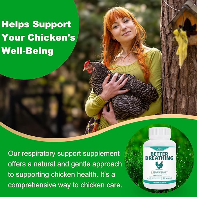 Chicken Breathing Supplement, Poultry Respiratory Aid Pills for All Breeds & Ages of Chickens - Support Wheezing, Coughing, Rapid Breathing, Lung Health - Gentle, Natural Formula - 300 Tablets