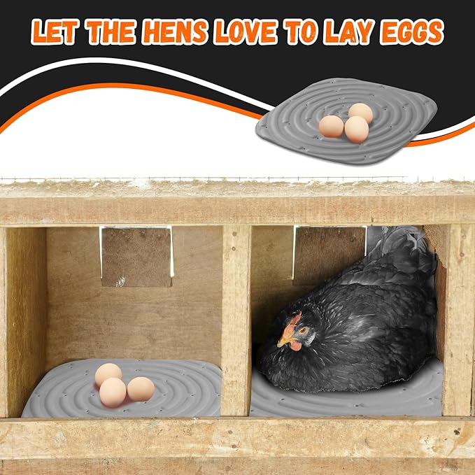 Skimzy Chicken Nesting Box Pads, 12 x 12 in Washable Reusable Nest Box Liners, 8-Pack, Breathable Drainage Design, Gray
