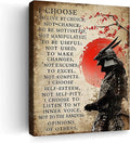 Japanese Wall Art Samurai Pictures Wall Decor Japanese Art Canvas Painting Bushido Motivational Asian Poster Artwork Modern Home Decor Framed for Bedroom Living Room Office 16"X20"