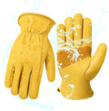 DULFINE Cowhide Leather Work Gloves for Men & Women, Reinforced Durable Gardening Gloves, Puncture & Cut Resistant