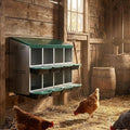 8 Compartment Chicken Nesting Box with Roll Away Egg Design - Wall Mount Hen Laying Box with Pull-Out Trays for Easy Egg Collection, Cleanable & Chicken Coop Accessories, 8 Holes, Green