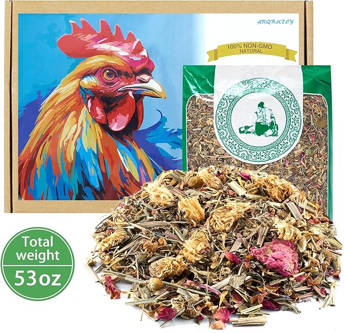 53oz Luxury Chicken Nesting Herbs, 7 Natural Floral & Herbal Blend Nesting Herbs for Chicken Coop Living Bedding, Pads, Boxes and Hen Coop Accessories, Calm Hens, Better Egg Quality