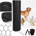 Black 19GA Chicken Wire 36inx150ft, Chicken Wire Fencing, Garden Fence, Metal Poultry Wire Netting, Galvanized PVC Coated Mesh for Animal/Rabbit/Floral/Chicken Coop/DIY Projects.