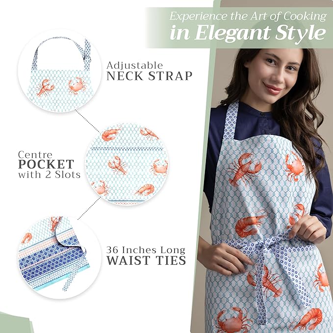 Maison d' Hermine 100% Cotton Apron for women with Pocket Kitchen Chef Apron for Men Cooking Easter Decorations