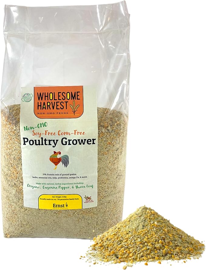 Soy-Free Corn-Free Poultry Grower Feed – 10 lb Bag | High-Protein, All-Natural Formula for Chickens, Turkeys & Gamebirds | Non-GMO Ingredients, No Fillers or Additives