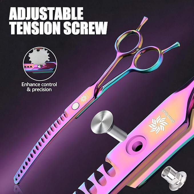 6.5" Professional Chunker Shear Twin Tail Downward Curved Pet Grooming Thinning/Blending Scissors Dog&cat Grooming Chunkers Shear (6.5 inches)