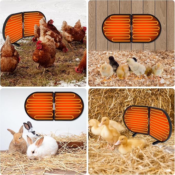 Large Chicken Coop Heater for Winter, 220 Watts Foldable Heat Chicken Heater, Waterproof Radiant Chicks Heaters for Coop, Heater with 2 Heating Plates for Chick Kitten Puppy Pets Animals
