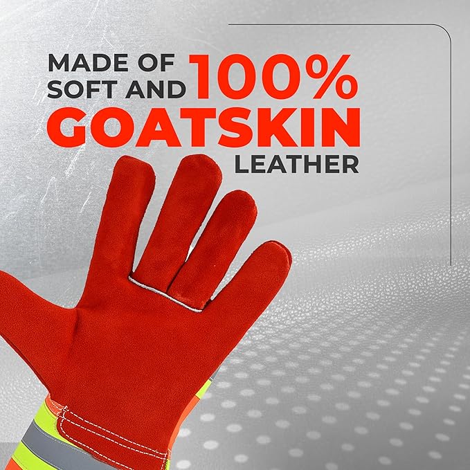 Daniel Smart Men & Women Goatskin Working Glove Lightweight Leather Safety Gloves for construction, gardening outdoor Work