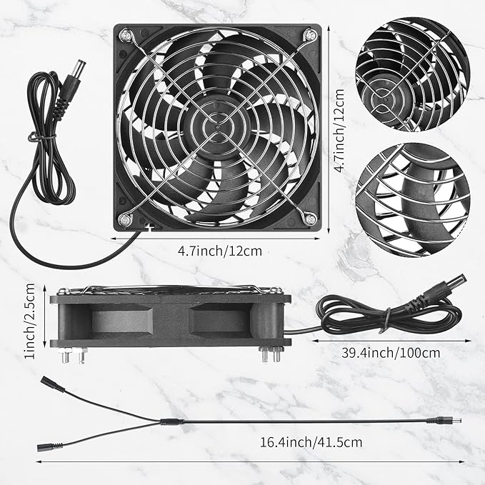 Riakrum 20W 16V Solar Panel Exhaust Fan Kit USB Portable Solar Powered Fan Summer Outdoor Waterproof Ventilator Fan for Chicken Coops, Greenhouses, Camping Exhaust (2 Sets)