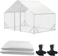 2 PCS Outdoor Chicken Coop Cover with 40 Piece Ball Bungee Cord ，Waterproof and Sunproof Enclosure Chicken Coop Tarp for Outdoor Large Walk-in Pens (only Cover,White, 11.5 x 6.5 ft)