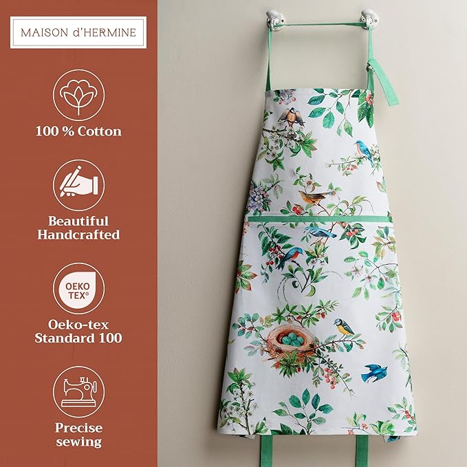 Maison d' Hermine 100% Cotton Apron for women with Pocket Kitchen Chef Apron for Men Cooking Easter Decorations