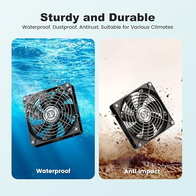 New 5.5" Solar Chicken Coop Fan 3 Kit, 35W Solar Powered Exhaust and Intake Greenhouse Fan Outdoor Waterproof, 16.5ft Cord, Strong Airflow, for Shed Pet House Air Circulation and Ventilation