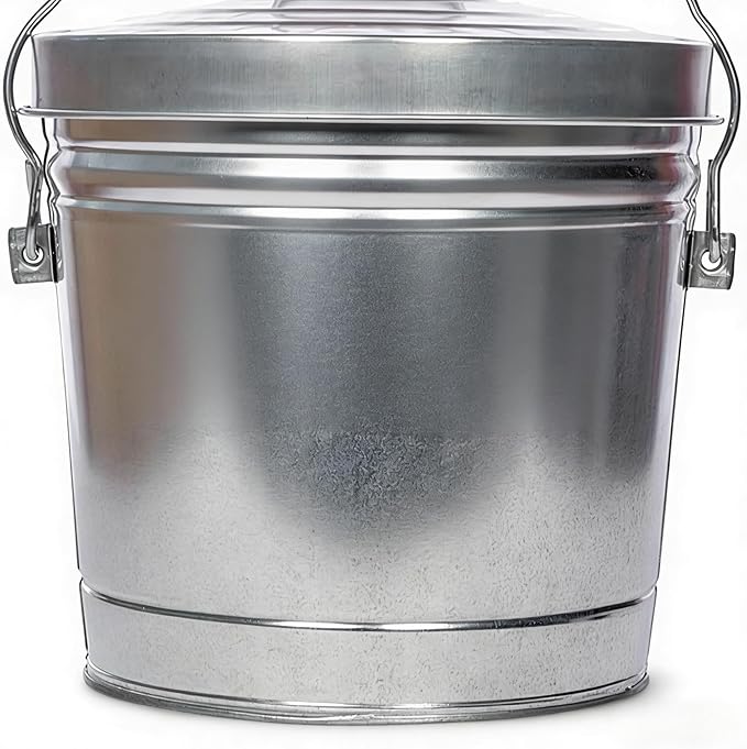 6 Gallon Galvanized Steel Storage Can with Locking Lid Weather Resistant Metal Container for Pet Food Bird Seed Charcoal
