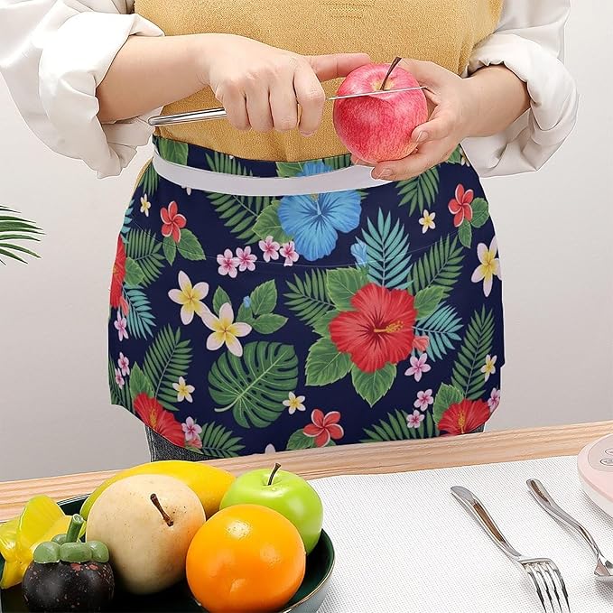 Half Apron with 3 Pockets Chef Cooking Kitchen Restaurant Aprons for Women Men
