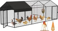 Large Metal Chicken Coop 120" L×40" W×40" H Heavy Duty Chicken Run Hen House with Waterproof Anti-UV Cover for Outdoor Chicken Pens with Chicken Swing