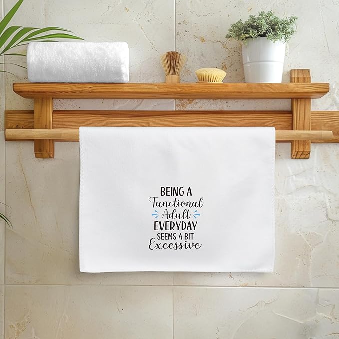 GROBRO7 Funny Sayings Hand Towel - 6Pcs Humor Sarcastic Word Towel Bathroom Decorative Gifts for Adult Men Woman, Soft Polyester Dish Towels for Kitchen Bath Bar Dining Room Decor White