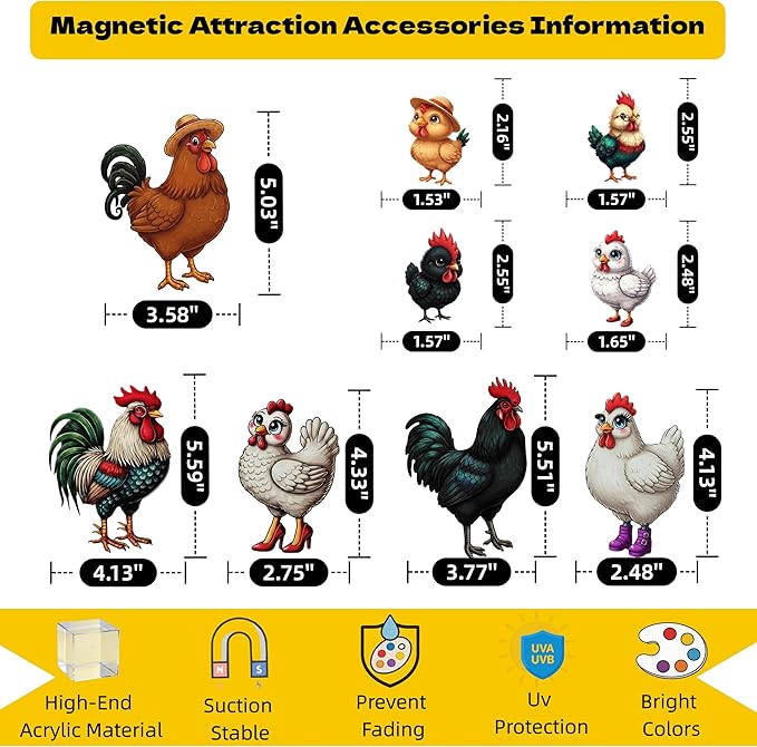 DIY Magnetic Attraction Design,Funny Chicken Tin Sign | chicken decor | Farmhouse Wall Decor, Rooster Kitchen & Bathroom Art,Metal Signs,Funny Gifts,12 * 8 Inch (Dark Grey)