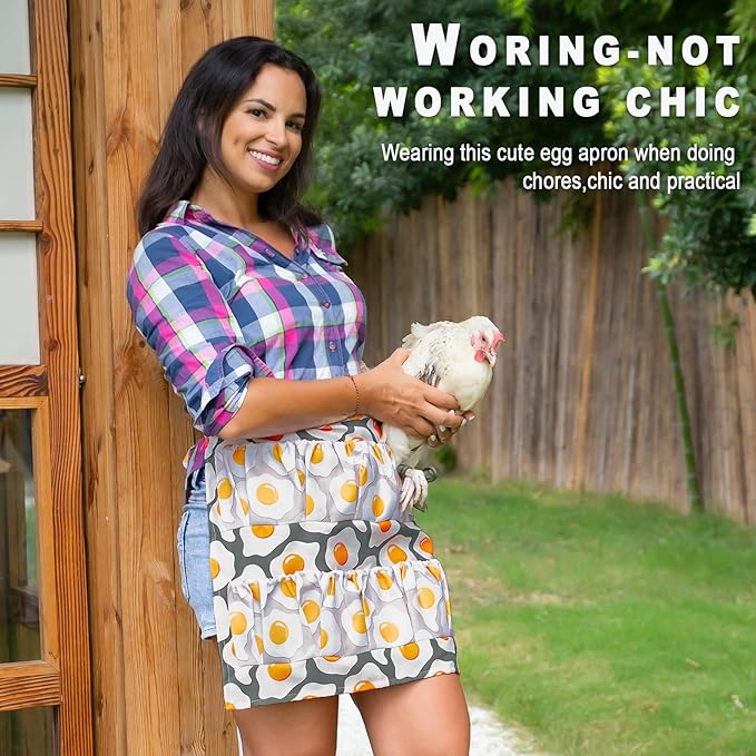 Egg Apron for Collecting Eggs - Heavy Duty 12-Pocket Farm Apron, Chicken Coop & Kitchen Use, Water-Resistant Design (Gifts for Farmers & Gardeners)