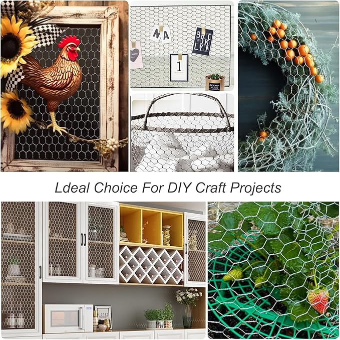 Chicken Wire Fencing, 16.5 x 158 Inch Chicken Wire Mesh Roll for Garden Plants, 1 Inch Mesh Hexagonal Galvanized Metal Poultry Wire Netting for Chicken Coop Rabbit Dogs Barrier